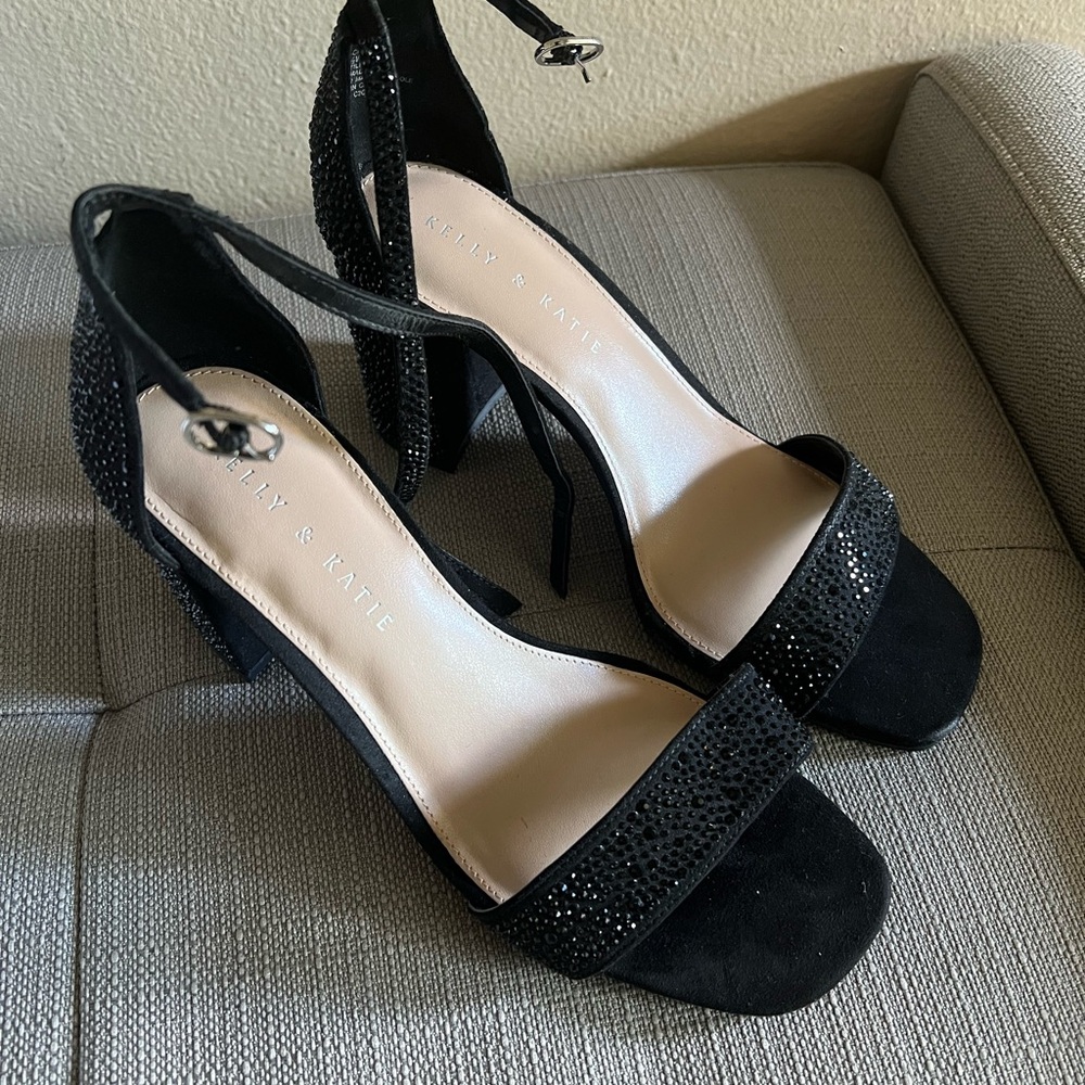Kelly & Katie Black Embellished Heels